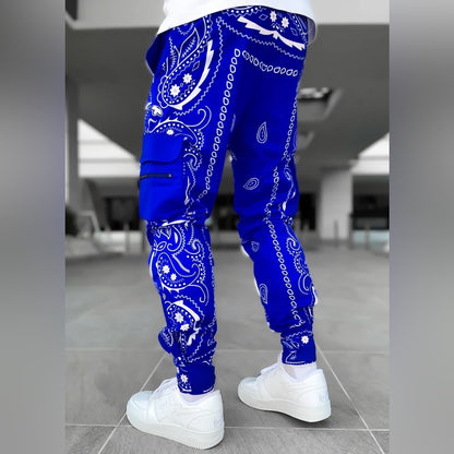 NWT SIZE 32 Men's Blue Paisley Joggers