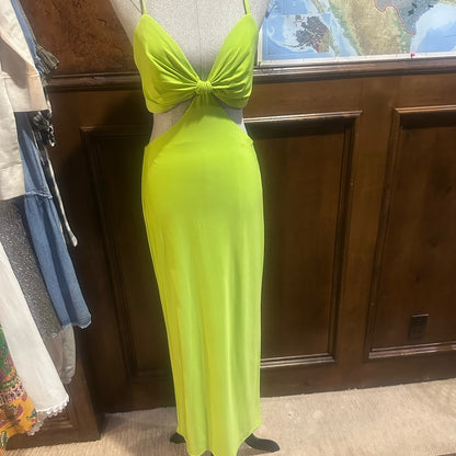 NWT SIZE 6 Mac Duggal Lime Green Cutout Backless Dress