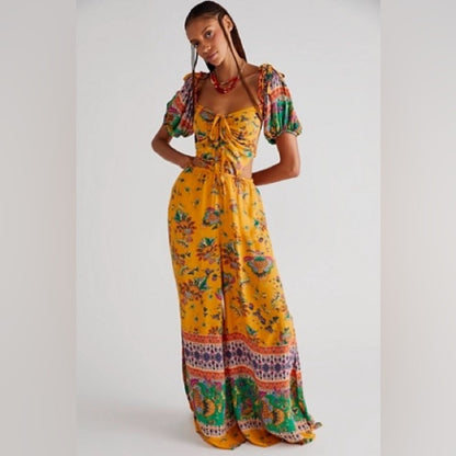 NWOT SIZE M We The Free Yellow Floral Maxi Dress