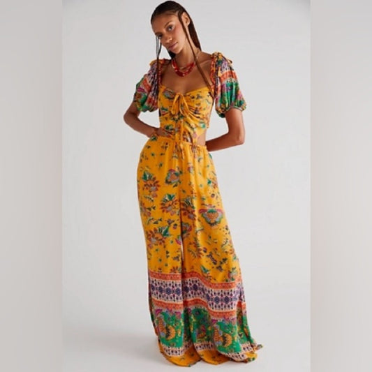 NWOT SIZE M We The Free Yellow Floral Maxi Dress