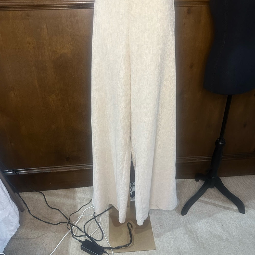 NWT SIZE 16 Donna Karan Elegant Cream Wide-Leg Pants