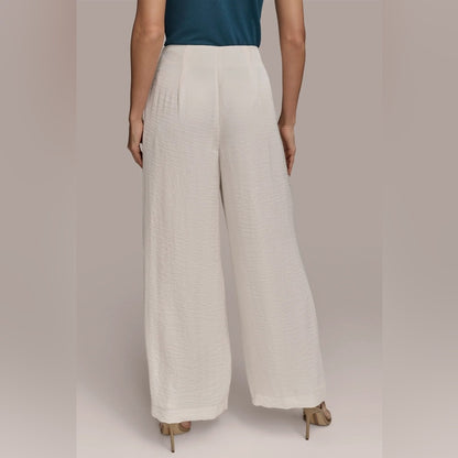 NWT SIZE 16 Donna Karan Elegant Cream Wide-Leg Pants