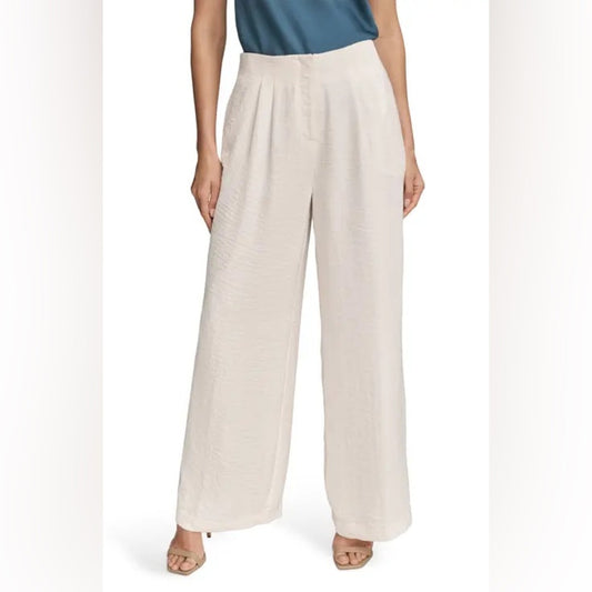 NWT SIZE 16 Donna Karan Elegant Cream Wide-Leg Pants