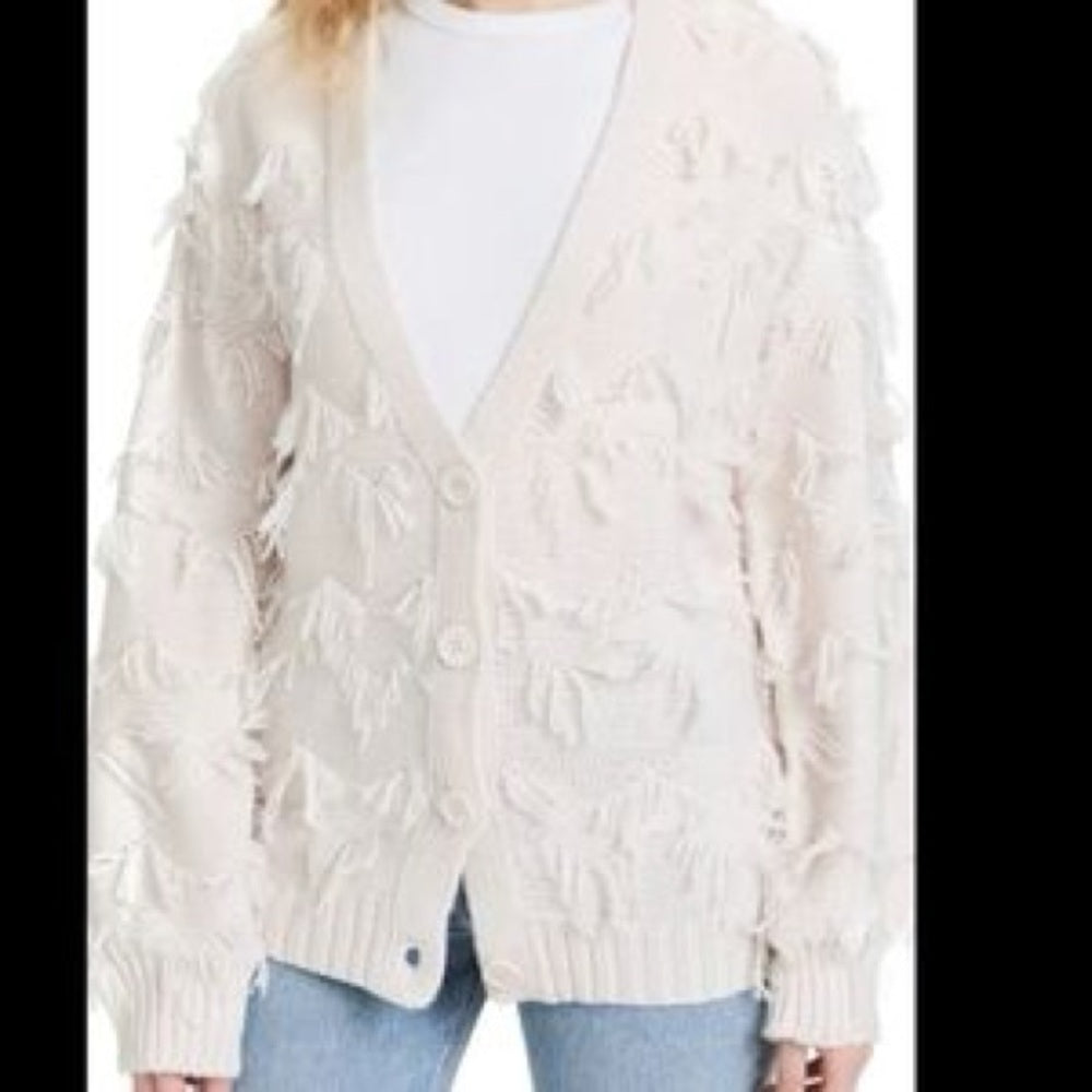 NWT SIZE M 525 America Off-White Fringe Cardigan