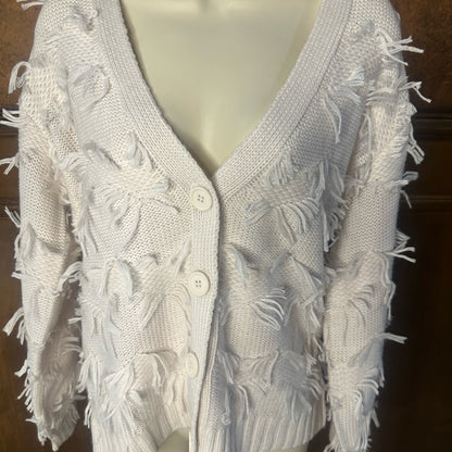 NWT SIZE M 525 America Off-White Fringe Cardigan