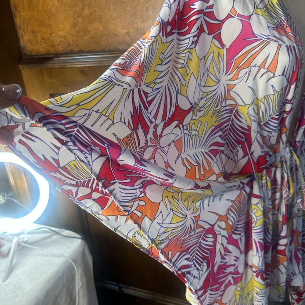 NWT SIZE OS Lands' End Vibrant Floral Swim Cover-Up