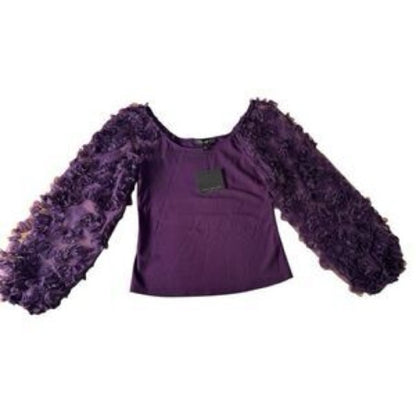 NWT SIZE L Marc New York Purple Blouse with Textured Sleeves