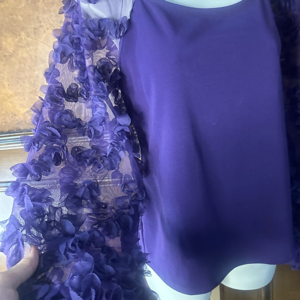 NWT SIZE L Marc New York Purple Blouse with Textured Sleeves