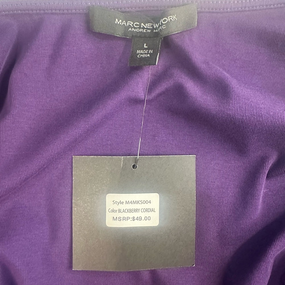 NWT SIZE L Marc New York Purple Blouse with Textured Sleeves