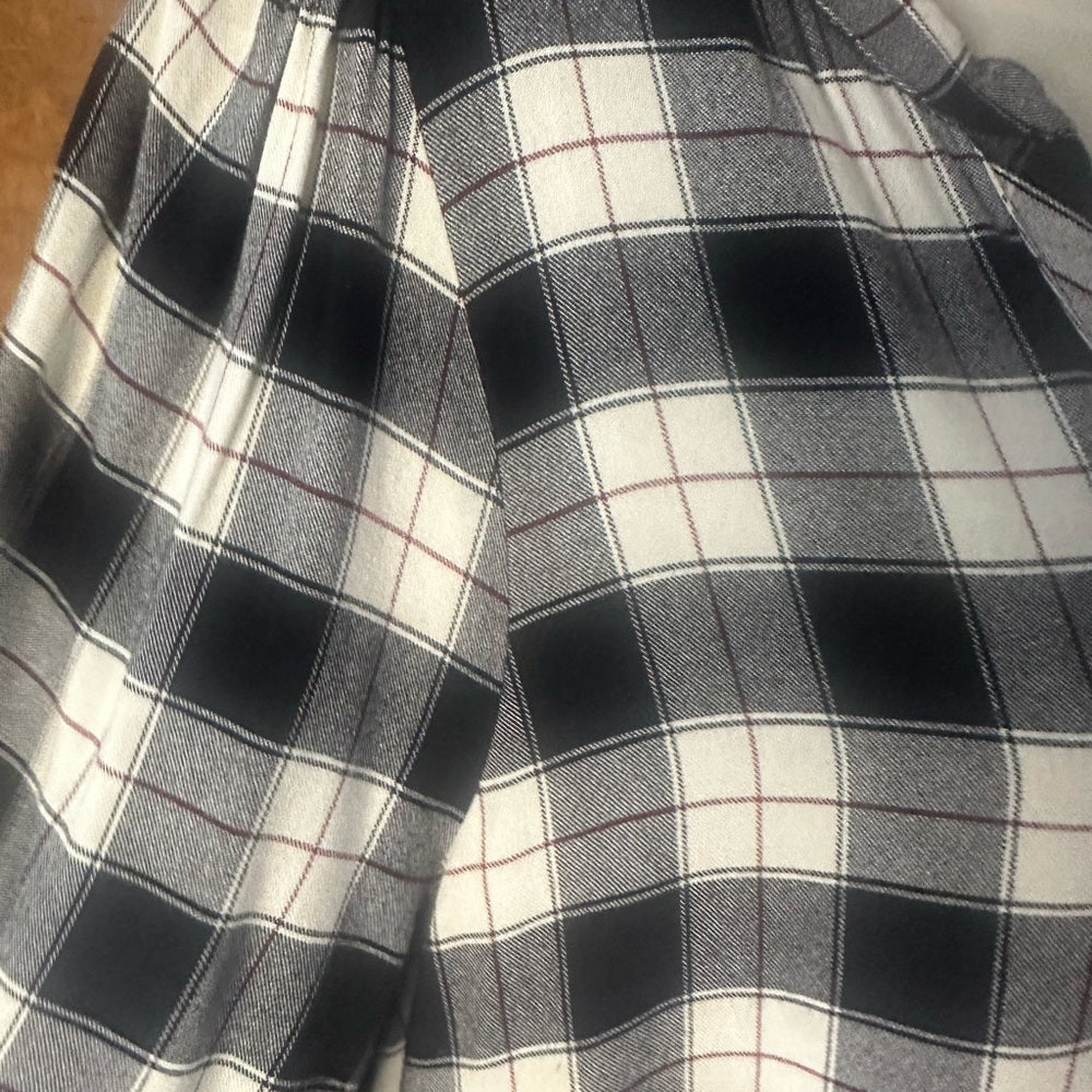 NWOT SIZE XL Maeve Plaid Long Sleeve Dress in Black and White