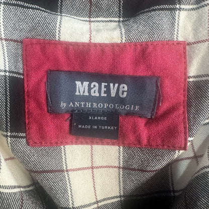 NWOT SIZE XL Maeve Plaid Long Sleeve Dress in Black and White