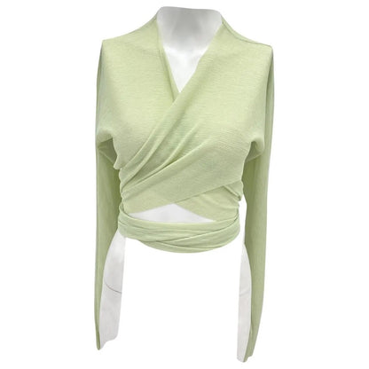 NWOT SIZE M Elegant Wrap Blouse in Light Green