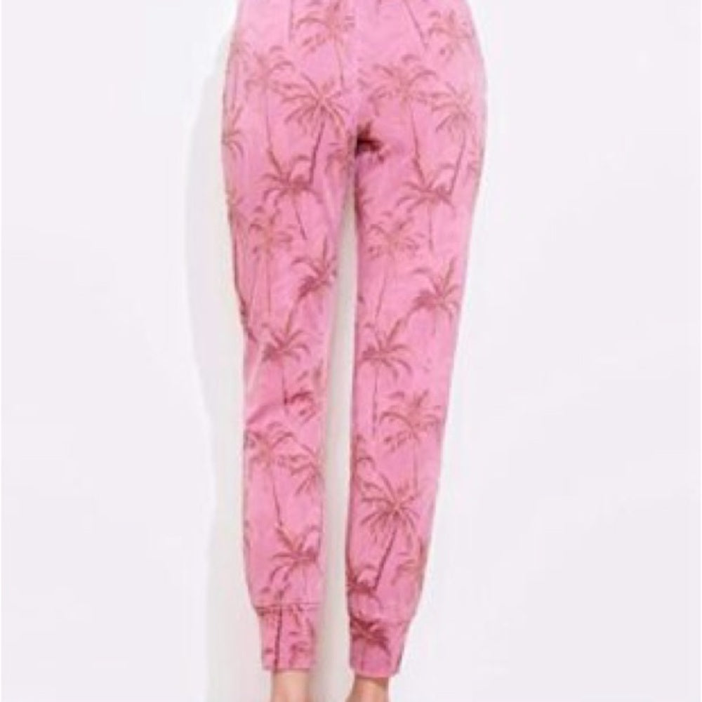 NWT SIZE 2/M-3/L Sundry Pink Palm Print Joggers