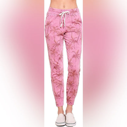 NWT SIZE 2/M-3/L Sundry Pink Palm Print Joggers