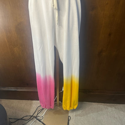 NWT SIZE 3/L Sundry White Joggers with Pink and Yellow Ombre