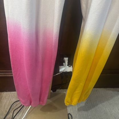 NWT SIZE 3/L Sundry White Joggers with Pink and Yellow Ombre