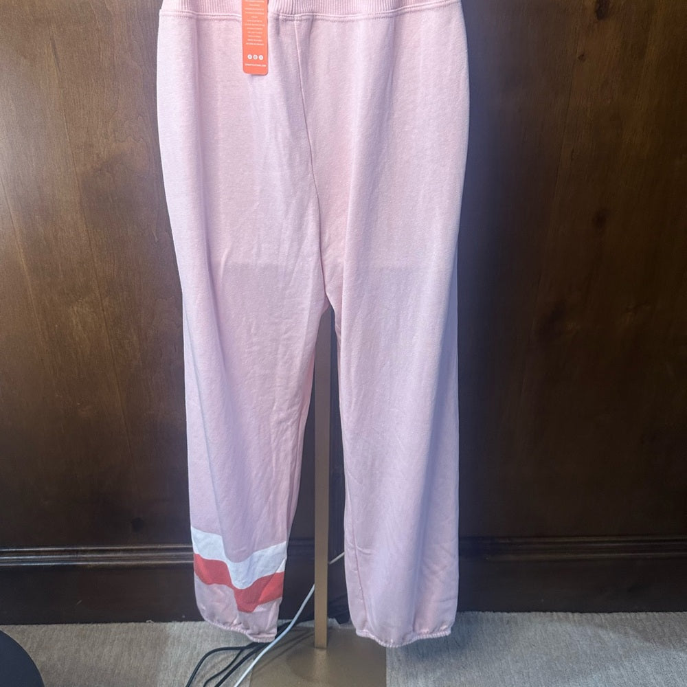 NWT SIZE 4/XL Sundry Pink Track Pants with White and Orange Accents