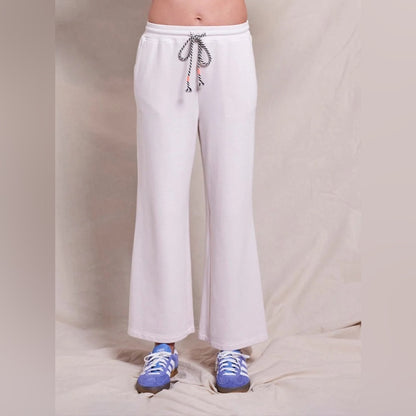 NWT SIZE 3/L Sundry White Track Pants with Striped Drawstring