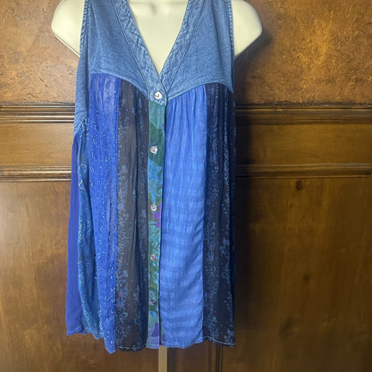 NWT SIZE 2X Chic Blue Button-Down Blouse