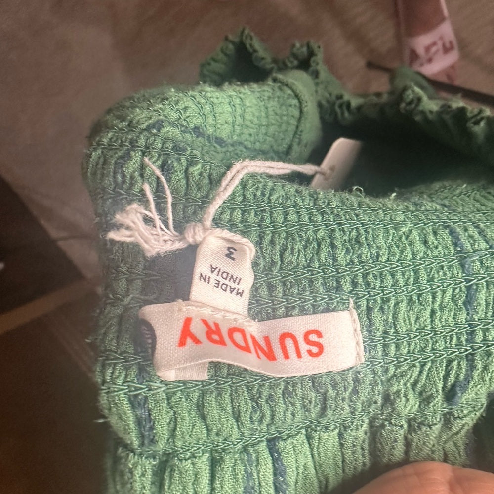 NWT SIZE L/3 Sundry Ruffled Mini Skirt in Red and Green for Night Out