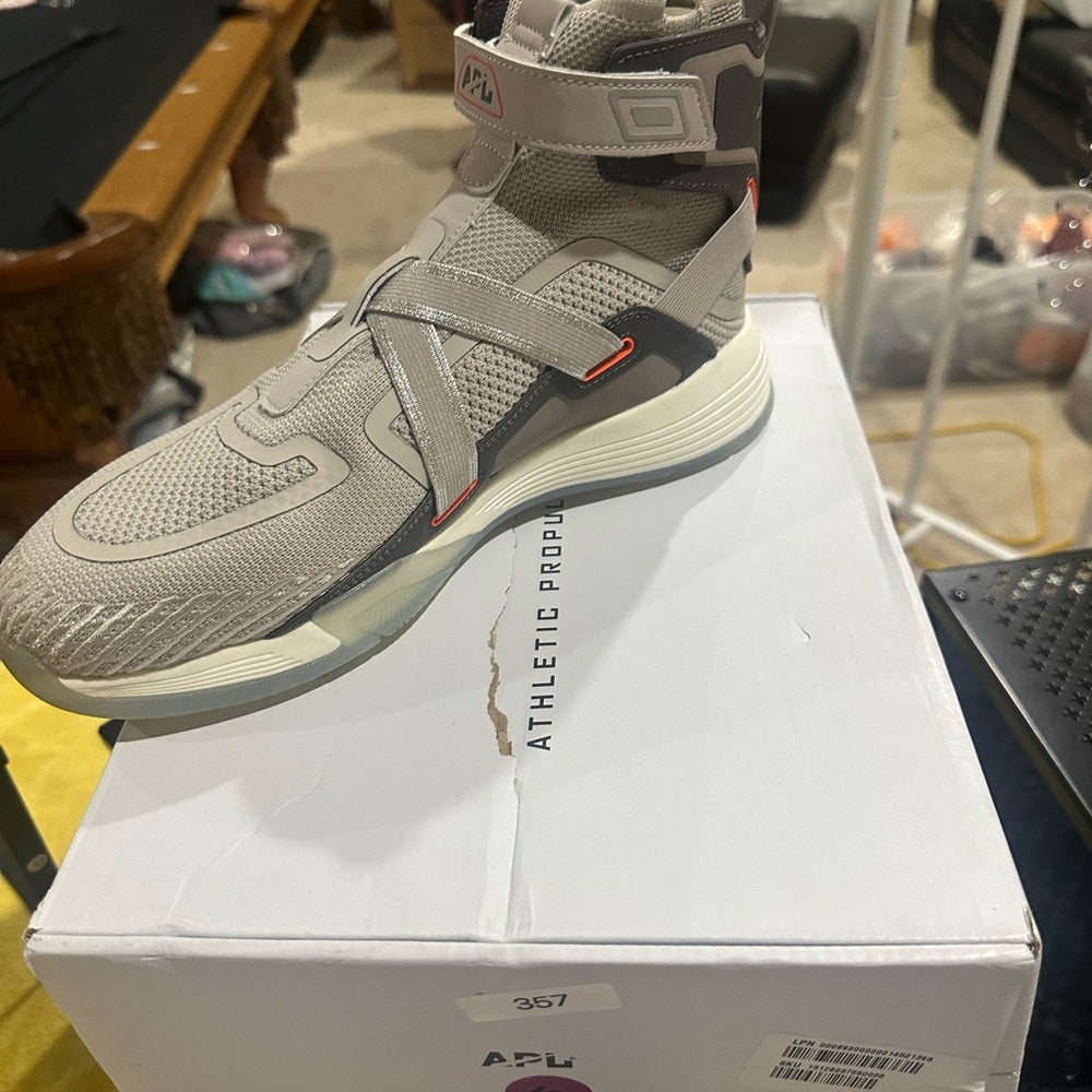 357. NEW SIZE M/9.5 W/11 APL Men's Tan and Gray High-Top Sneakers