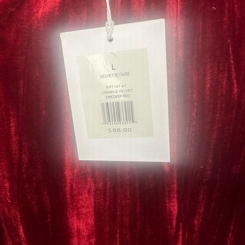 NWT SIZE L Rachel Parcell Deep Red Velvet Blouse
