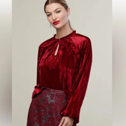 NWT SIZE L Rachel Parcell Deep Red Velvet Blouse