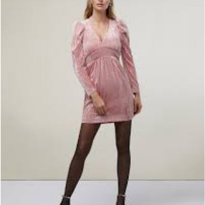 NWT SIZE 4 Rachel Parcell Pink Velvet Long Sleeve Dress