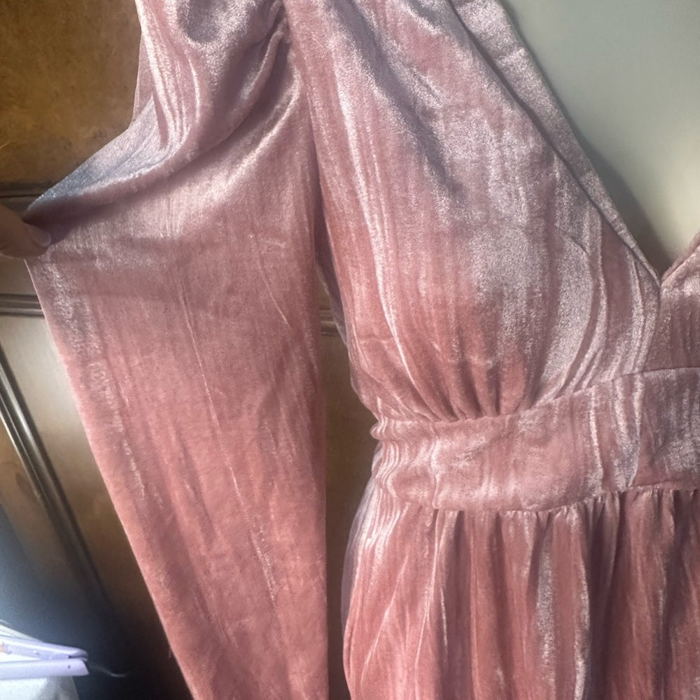 NWT SIZE 4 Rachel Parcell Pink Velvet Long Sleeve Dress