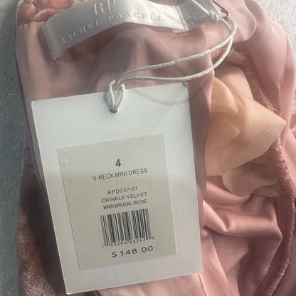 NWT SIZE 4 Rachel Parcell Pink Velvet Long Sleeve Dress