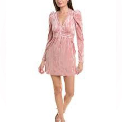 NWT SIZE 4 Rachel Parcell Pink Velvet Long Sleeve Dress
