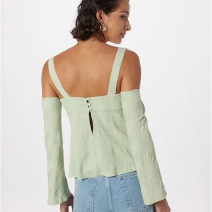 NWT SIZE 6 Topshop Green Blouse Chic Top