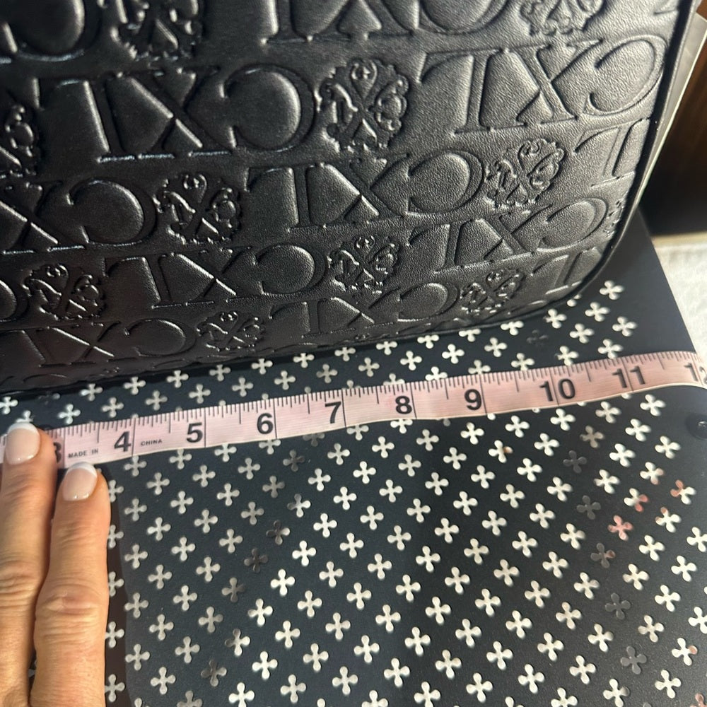 NWT SIZE OS Christian Lacroix Black Embossed Shoulder Bag with Silver Accent