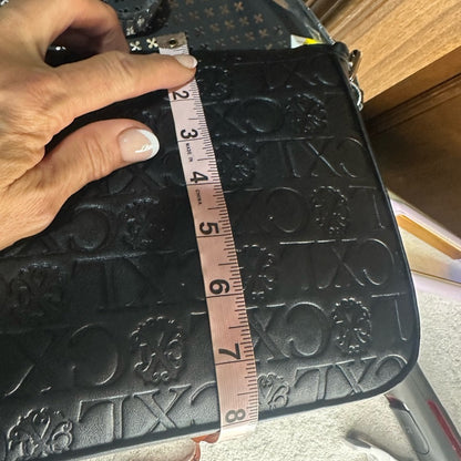 NWT SIZE OS Christian Lacroix Black Embossed Shoulder Bag with Silver Accent