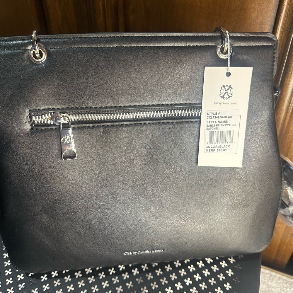 NWT SIZE OS Christian Lacroix Elegant Black and Textured Gray Shoulder Bag