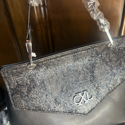 NWT SIZE OS Christian Lacroix Elegant Black and Textured Gray Shoulder Bag