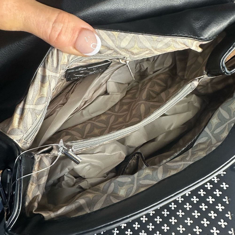 NWT SIZE OS Christian Lacroix Elegant Black and Textured Gray Shoulder Bag