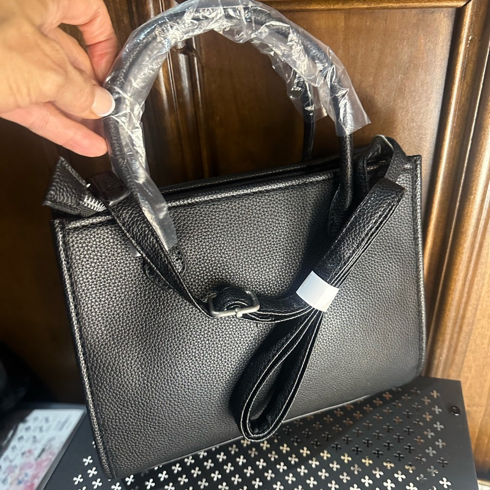 NWT SIZE OS French Connection Black Satchel with Front Zip