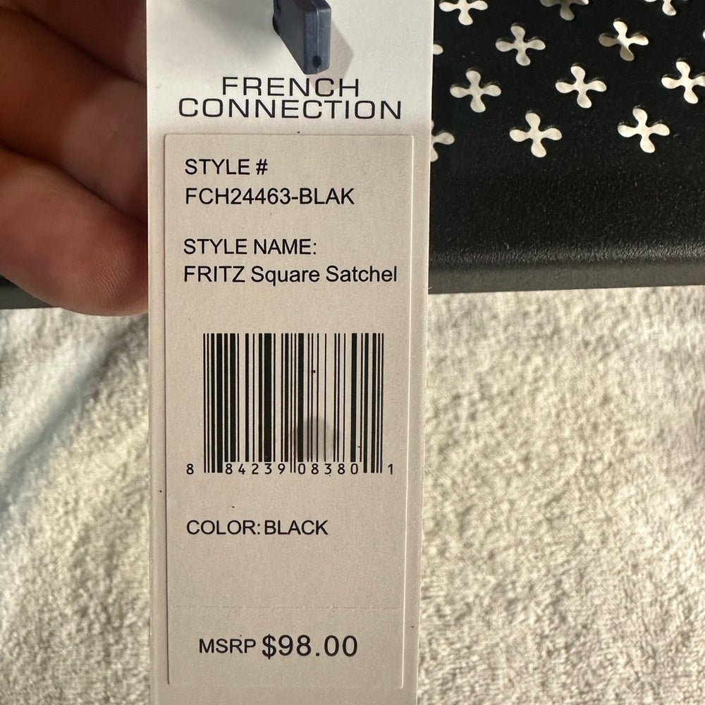 NWT SIZE OS French Connection Black Satchel with Front Zip