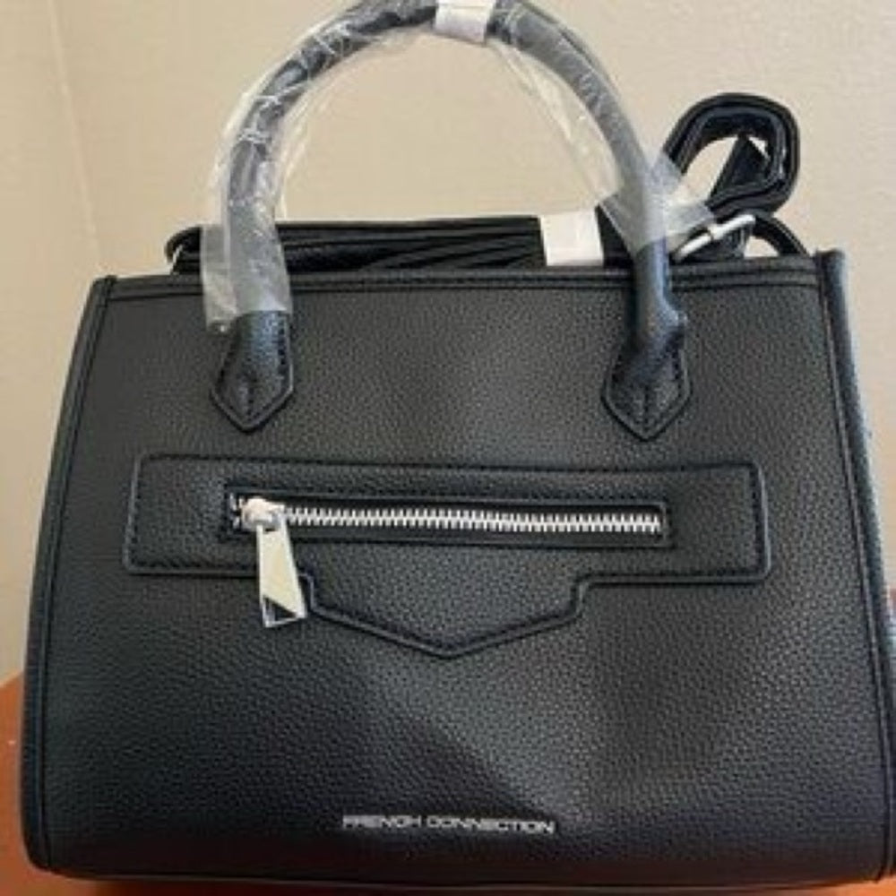 NWT SIZE OS French Connection Black Satchel with Front Zip
