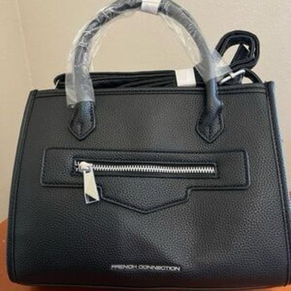 NWT SIZE OS French Connection Black Satchel with Front Zip