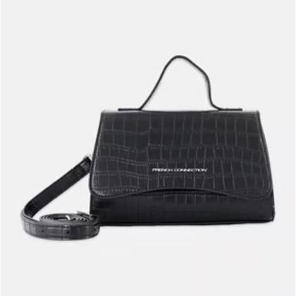 NWT SIZE OS French Connection Croc-Embossed Black Crossbody Bag