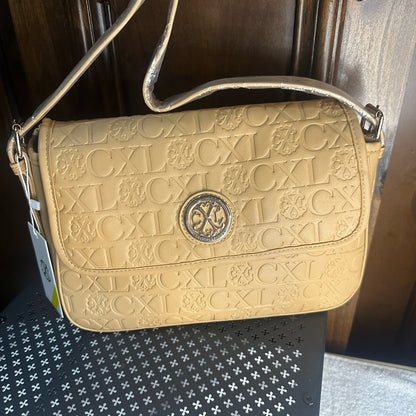 NWT SIZE OS Christian Lacroix Tan Embossed Shoulder Bag