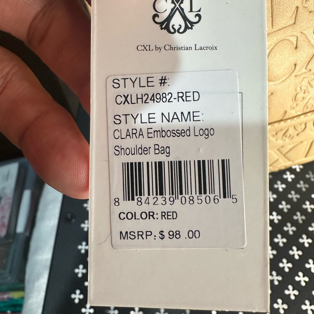 NWT SIZE OS Christian Lacroix Tan Embossed Shoulder Bag