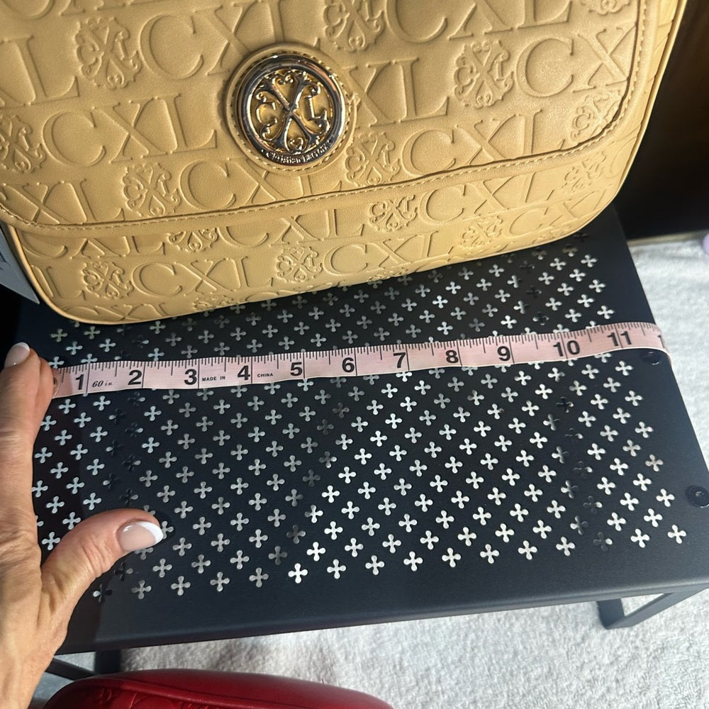 NWT SIZE OS Christian Lacroix Tan Embossed Shoulder Bag