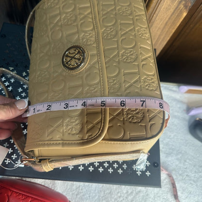 NWT SIZE OS Christian Lacroix Tan Embossed Shoulder Bag