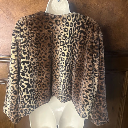 SIZE 2X MARINA Leopard Print Teddy Jacket