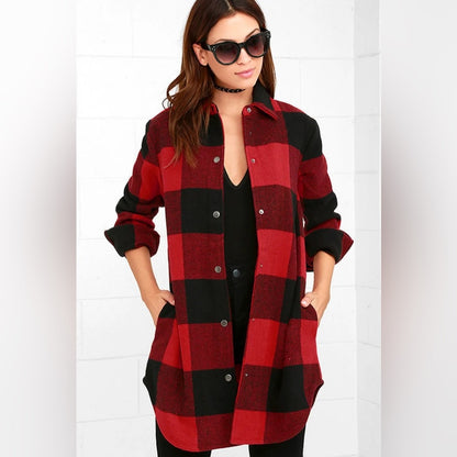 NWT SIZE S WILL FIT A M BB Dakota Checkered Red and Black Utility Jacket