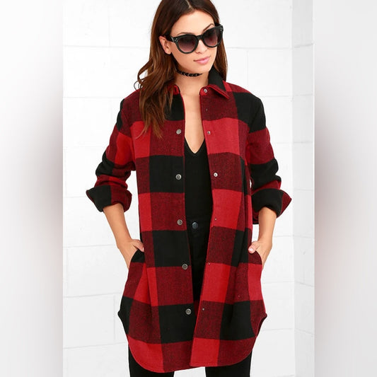 NWT SIZE S WILL FIT A M BB Dakota Checkered Red and Black Utility Jacket