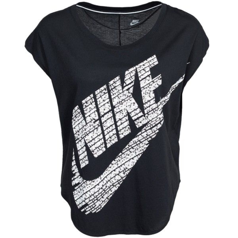 SIZE XS Nike Women's Short Sleeve Black Tee with White Logo